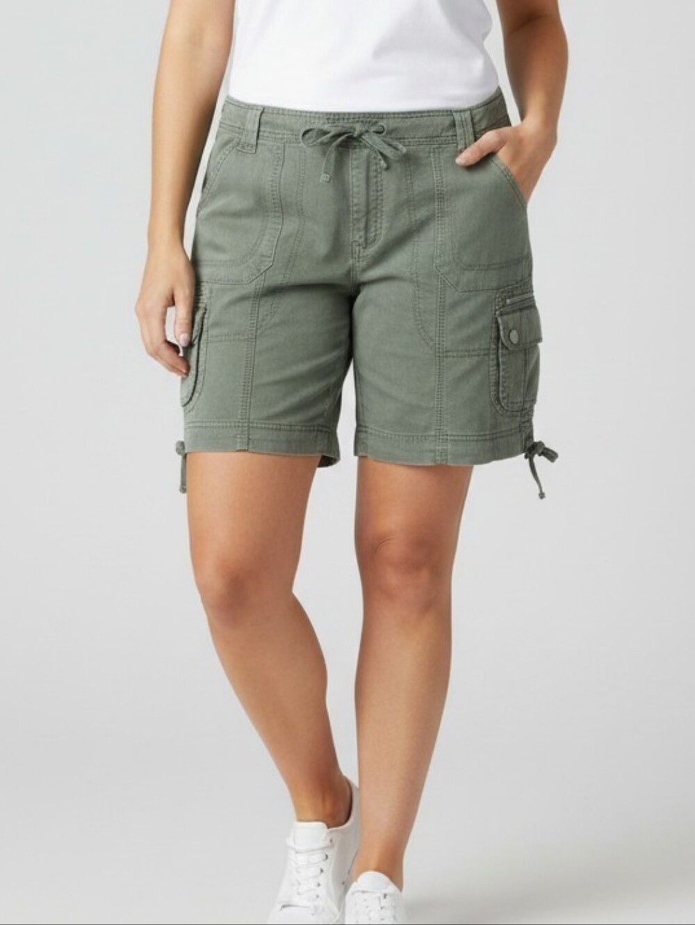 Saks Fifth Avenue Olive Green Drawstring Cargo Shorts